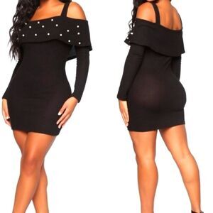 NWT Black and pearl Fashion Nova dress sz M